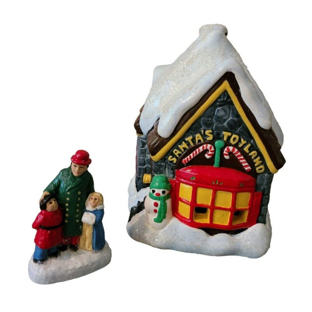 Vintage Christmas Village Santas Toyland Ceramic Holiday House People JH1810200